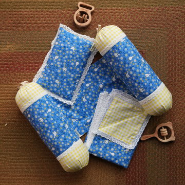 Blue & Yellow Duck Print Complete Sleep Solution Set