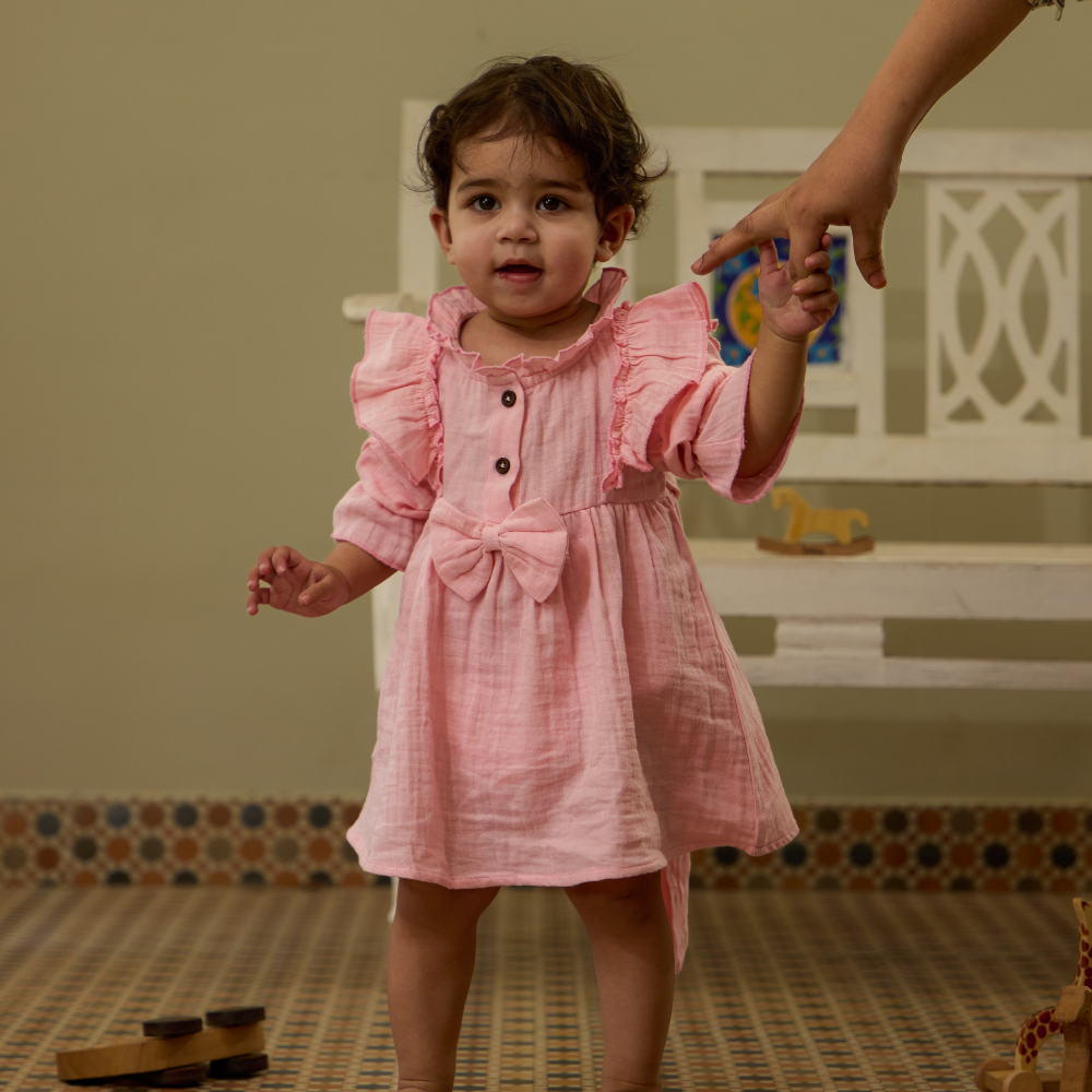 Kids Frock And Frill Baby Girl Cotton Frill Frock Aangan Baby Girl