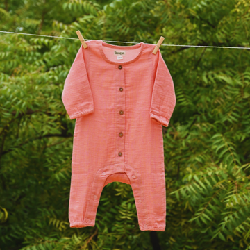 Red Check Romper (100% Cotton Muslin)