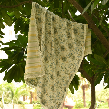 Green Boota Print – 100% Organic Muslin Dohar