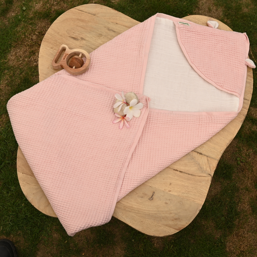 Baby Towel – Pink with head cap