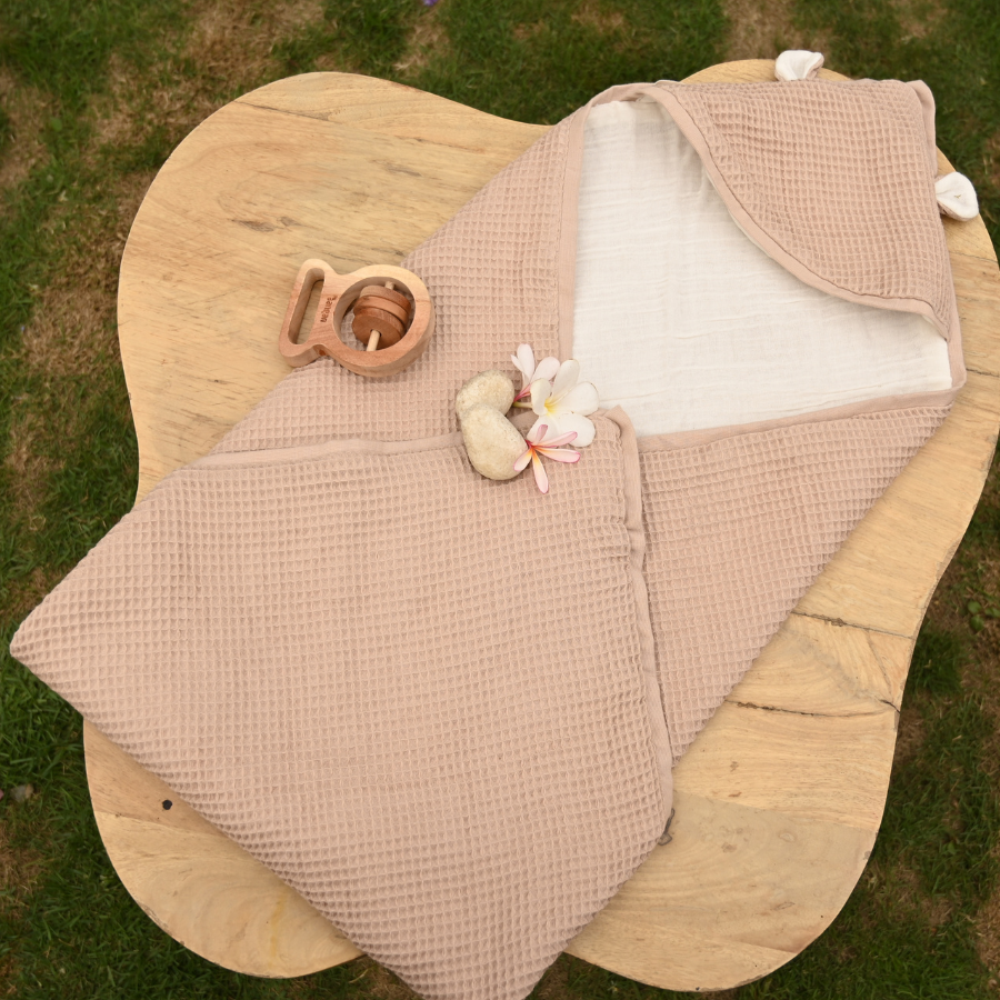 Baby Towel – Beige with head cap
