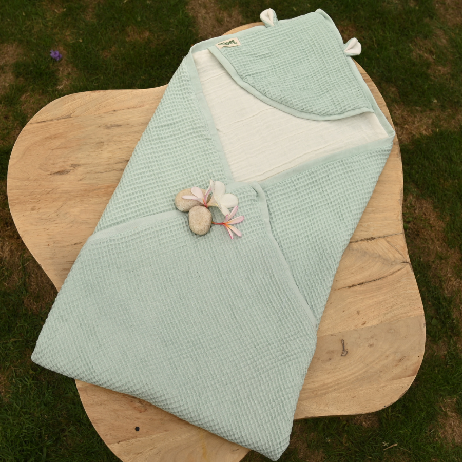 Baby Towel – Mint Green with head cap