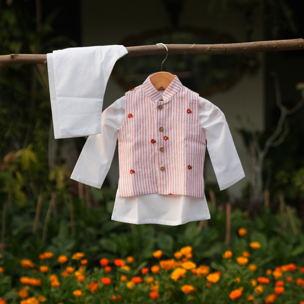 Gulabi Pushp Bandi Set (0-12 months)