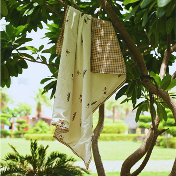 Organic Muslin Baby Dohar - Brown Check Print (0-12M)