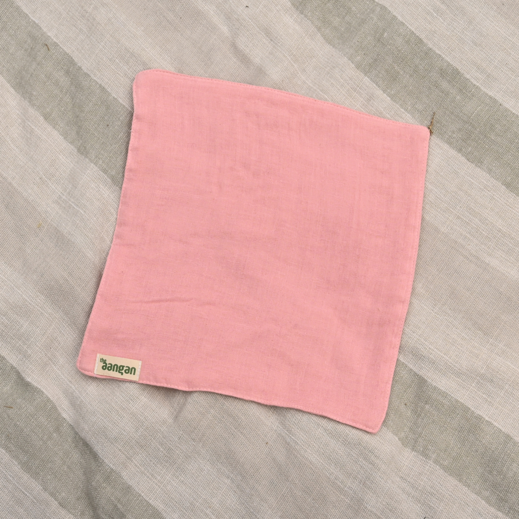 Muslin Napkin Set – Olive, Beige & Pink