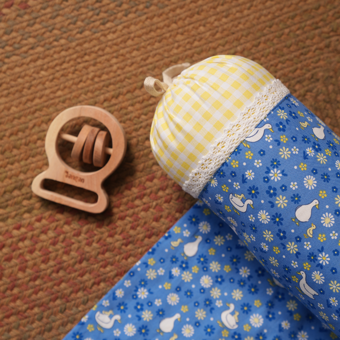 Anti-Roll Side Pillow – Blue & Yellow Duck Print