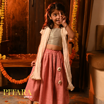 Gulabi Noor Lehenga Set – Cotton Festive Outfit for Girls (6M–7Y)