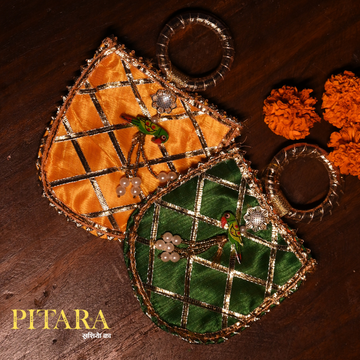 Tota–Maina Ginni Bag Combo (Set of 2) – Handcrafted Silk Coin Pouches