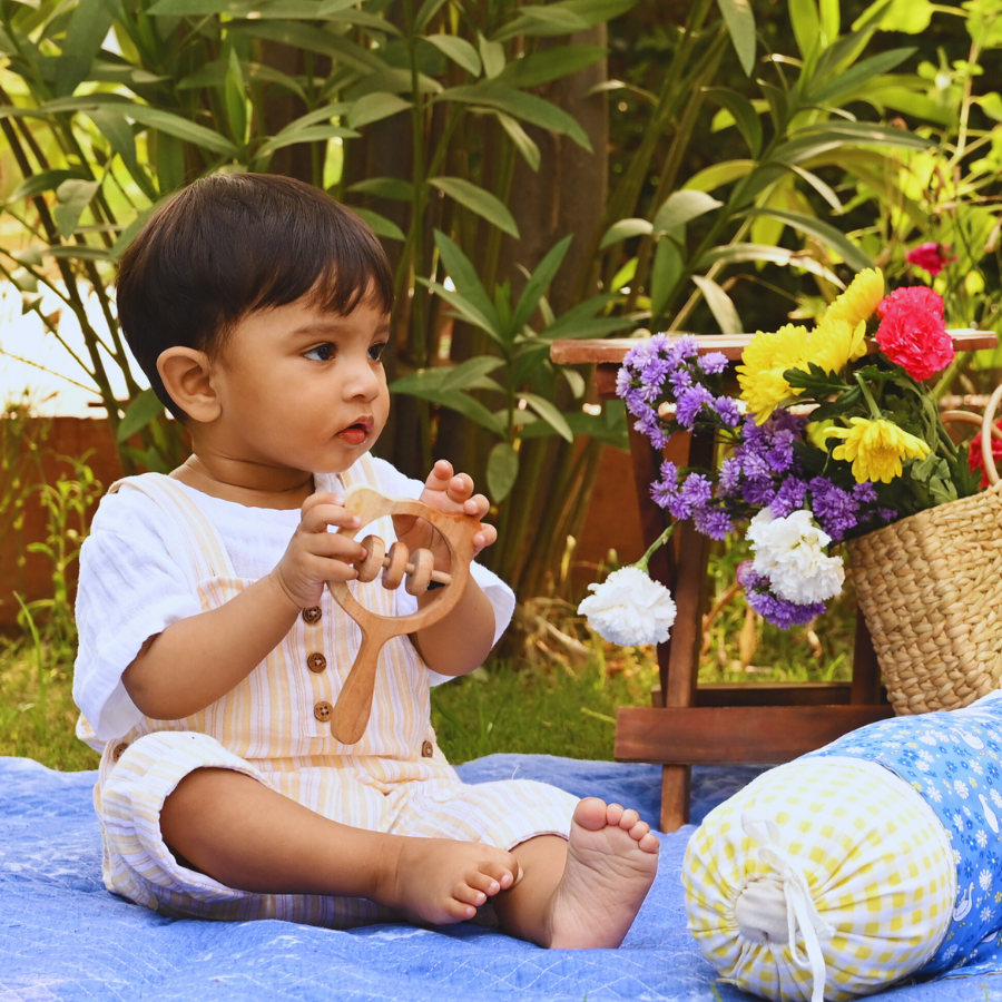 Yellow Striped Dungaree Set - Superior Bamboo Cotton