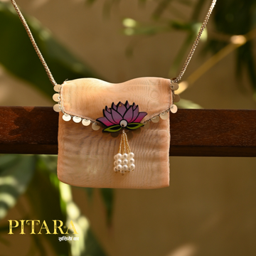 Peach Lotus Ginni Bag – Vintage-Inspired Festive Pouch