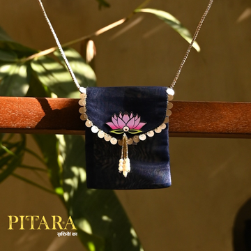 Navy Lotus Ginni Bag – Timeless Festive Keepsake