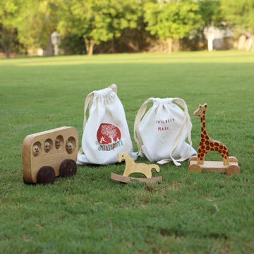 Set of 5 Neem Wood toys - Hand Painted