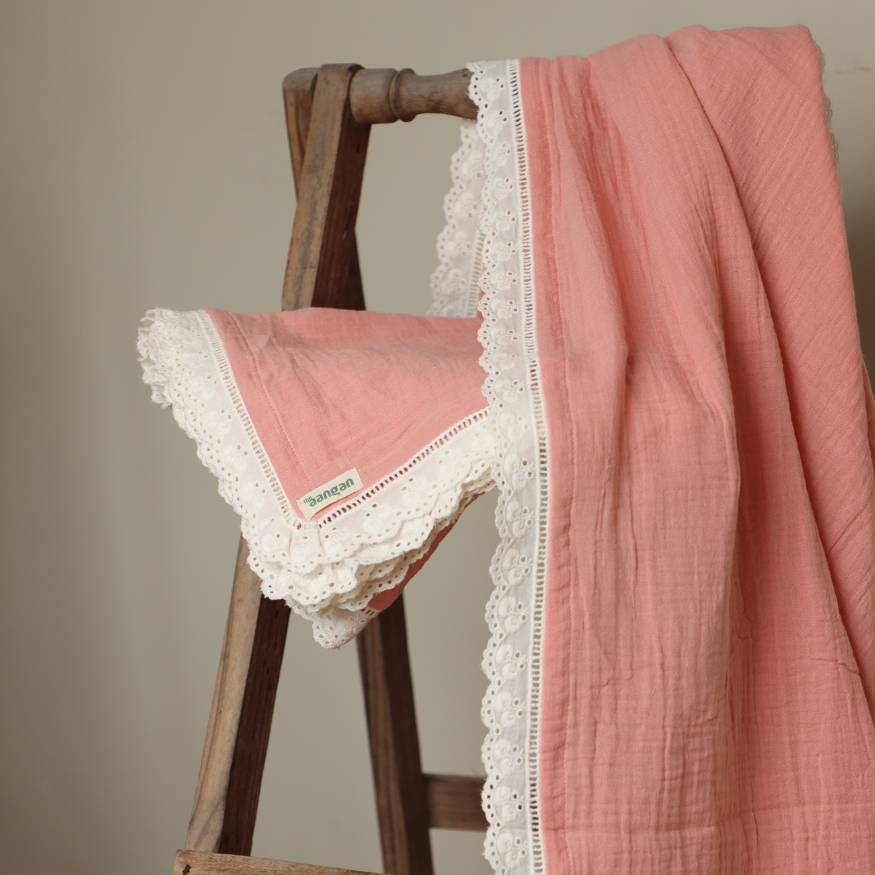 Gulabi Gudiya Combo (Pink Swaddle + Pink Bib + Pink Langot)