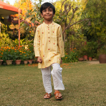 Basant Phool Kurta Set for Boys