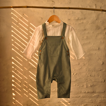 Green Corduroy Dungaree Set - 0 - 24 months