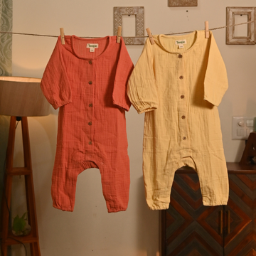 Dopahar Romper Set – Combo of 2 (Kesari & Sunehri Dhoop)