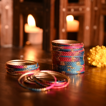 Multicolor Nostalgia Bangles – Traditional Festive Metal Set