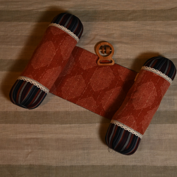 Red Kantha Print – Anti-Roll Side Pillow