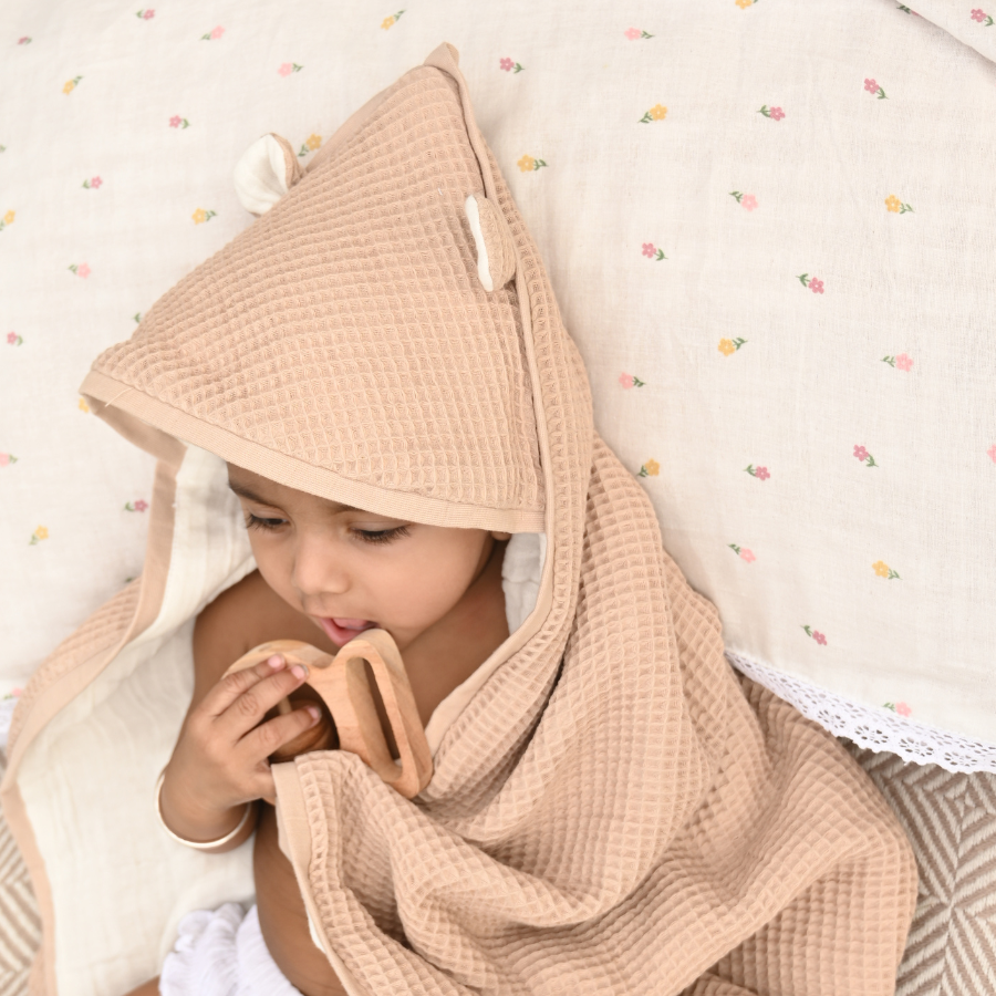 Baby Towel – Beige with head cap