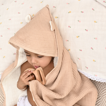 Baby Towel – Beige with head cap