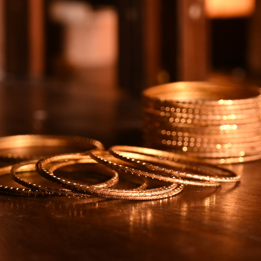 Golden Glow Traditional Bangles – Traditional Festive Metal Set