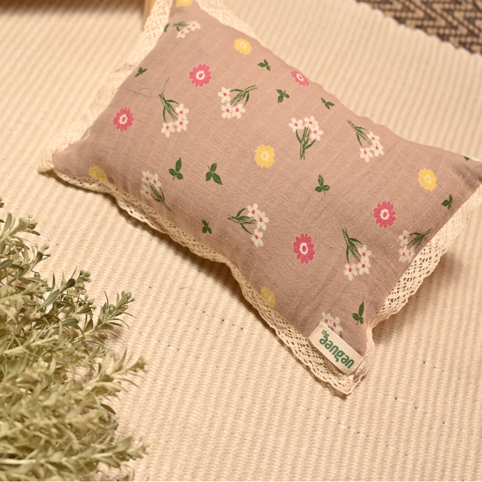 Beige & Yellow Floral Print - Mustard Seed Pillow