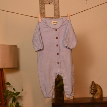 Organic Muslin Romper – Neel Tara Full Sleeve (0–12M, Unisex)