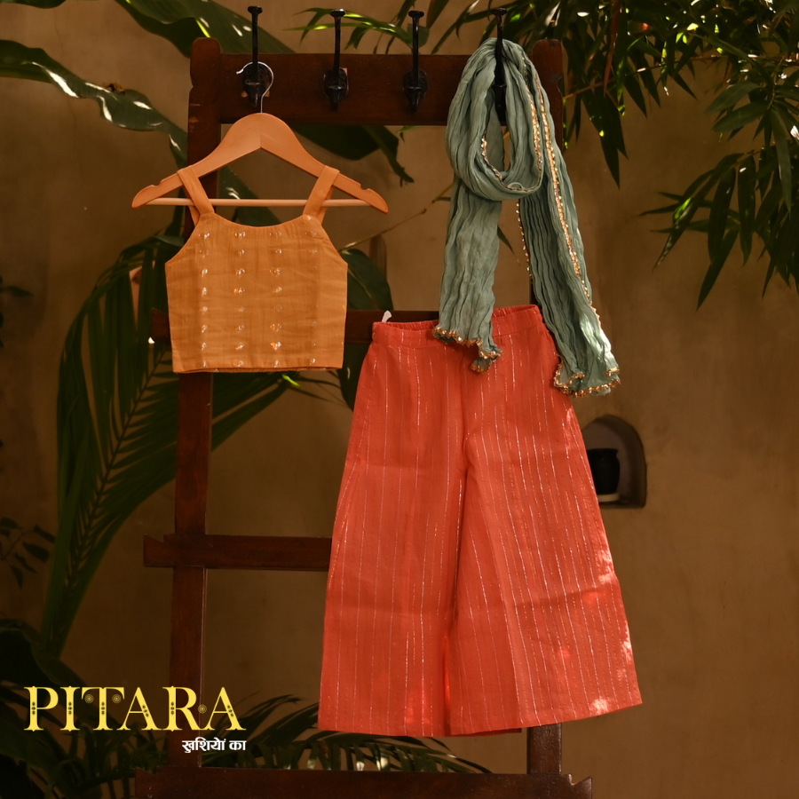 Haldi Kumkum Palazzo Set – Girls Ethnic Festive Outfit (0–7Y)