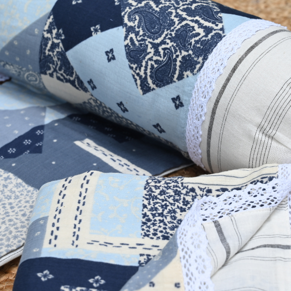 Indigo Patchwork Anti-Roll Side Pillow