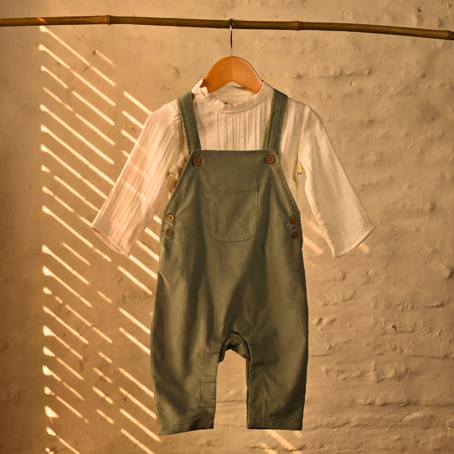 Green & Beige Dungaree Set – Pack of 2