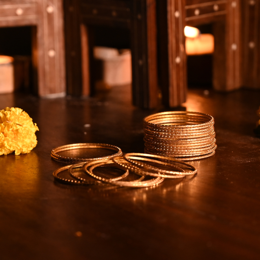 Golden Glow Traditional Bangles – Traditional Festive Metal Set