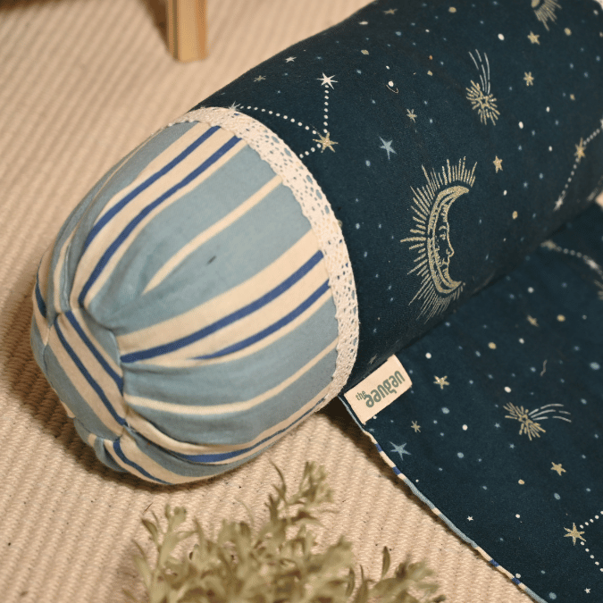 Green & Gold Moon & Star Anti-Roll Side Pillow