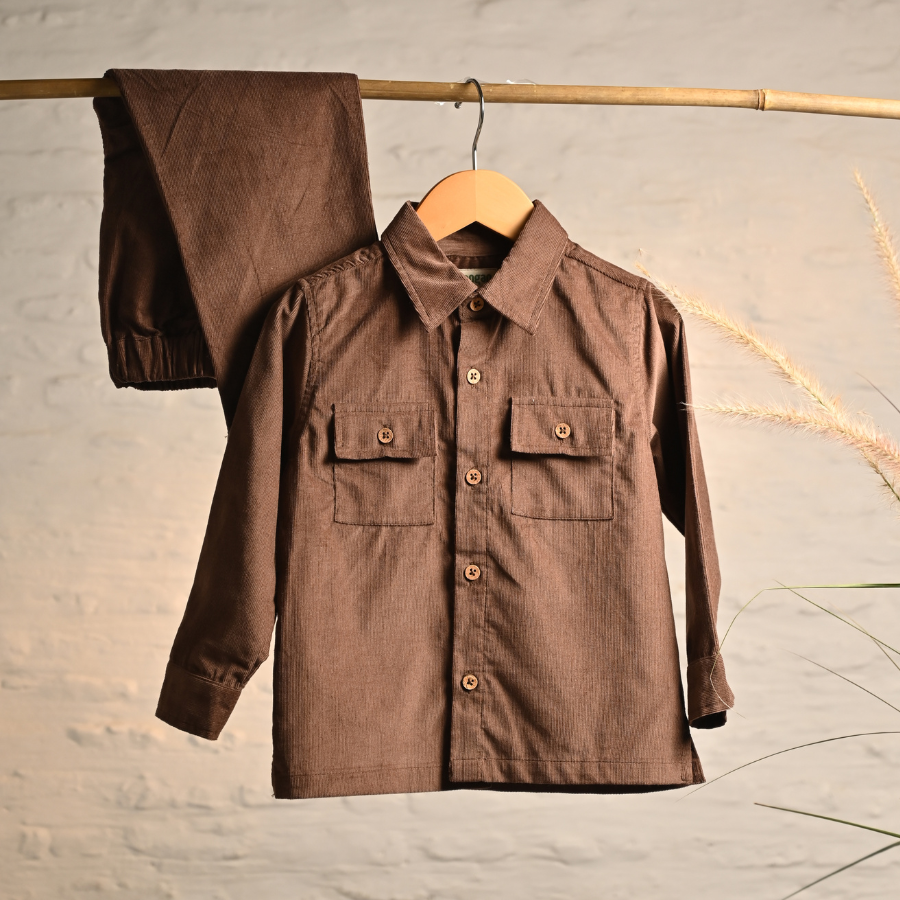 Brown Corduroy Shacket Set