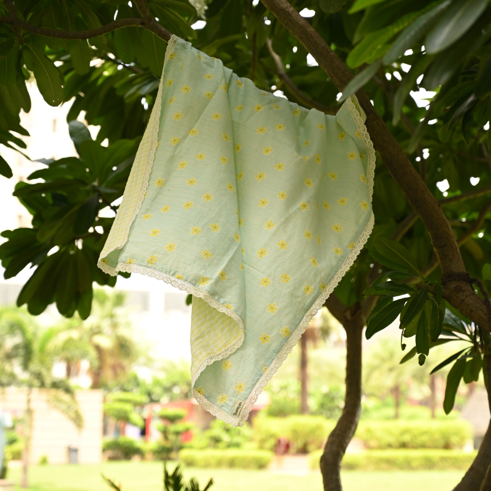 Yellow Daisy Print – 100% Organic Muslin Dohar