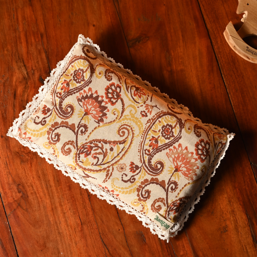 Mustard Seed Pillow – Yellow Paisley Print