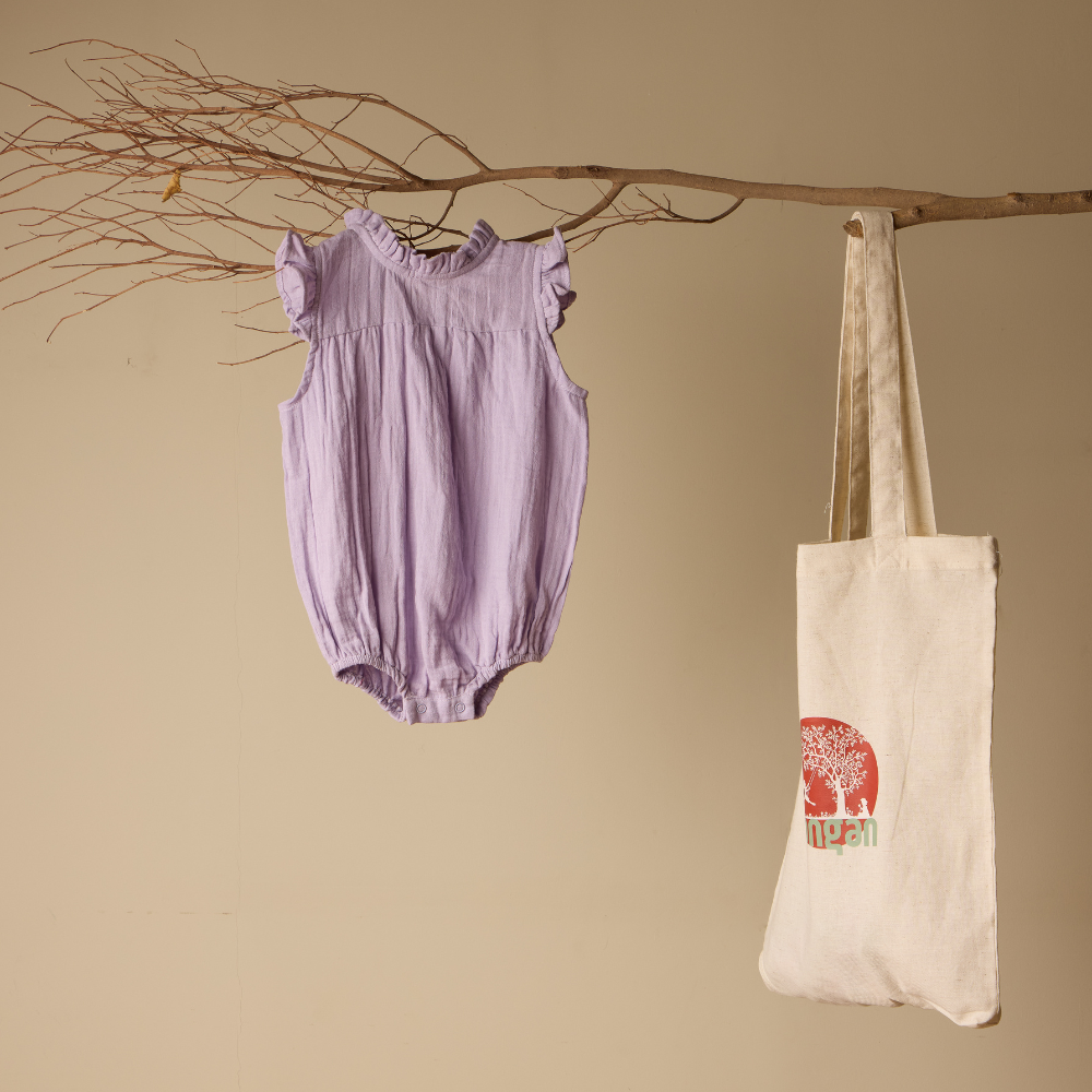 Lilac Blossom Organic Muslin Romper Aangan