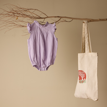 Lilac Blossom Organic Muslin Romper | Aangan