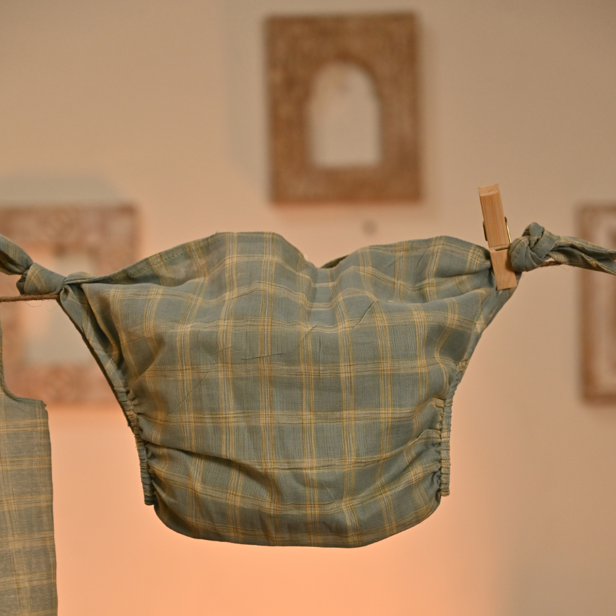 Hara Checks Jhabla Set - 100% Cotton