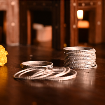 Silver Shimmer Bangles – Traditional Festive Metal Set