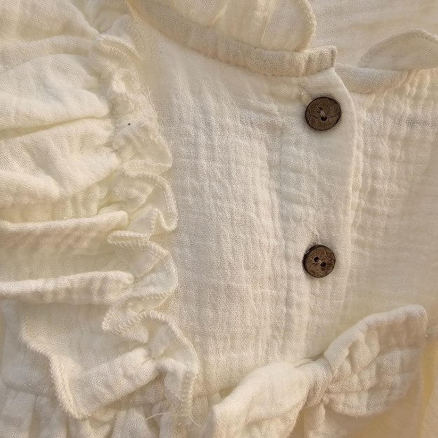 Aangan Baby Girl White Ruffle Frock | 100% Pure Natural Cotton Gauge Fabric