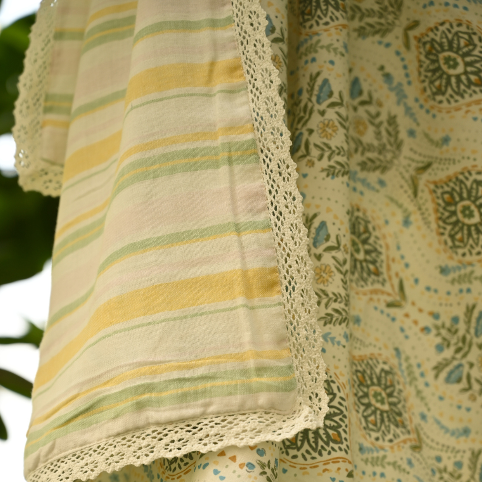 Green Boota Print – 100% Organic Muslin Dohar