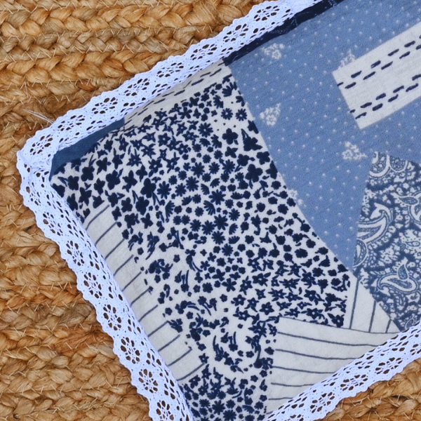 Indigo Patchwork Mustard Seed Pillow