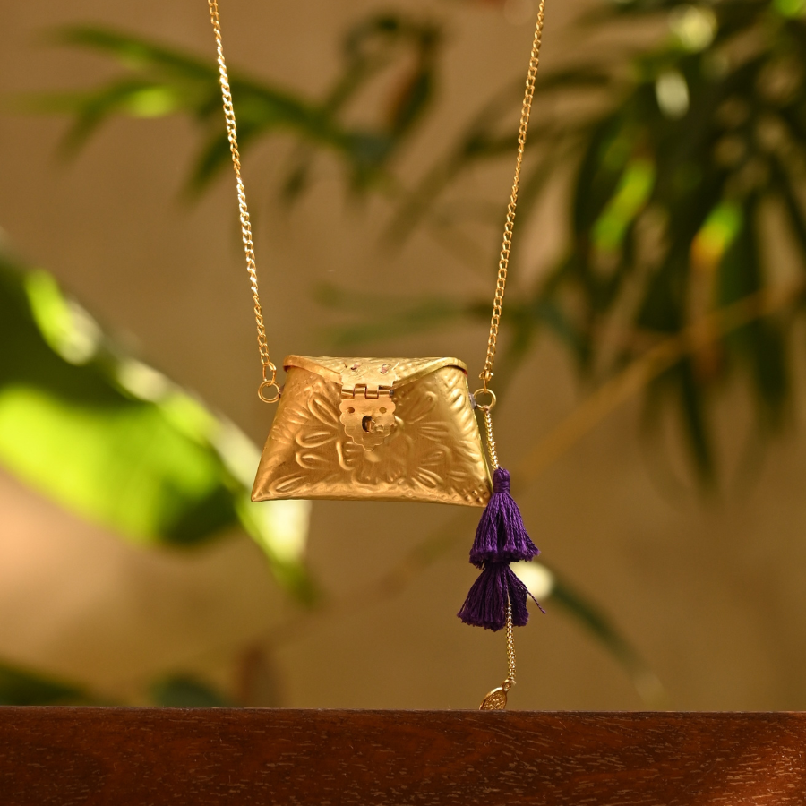 Sunehri Pitara Ginni Bag with Purple Tassel