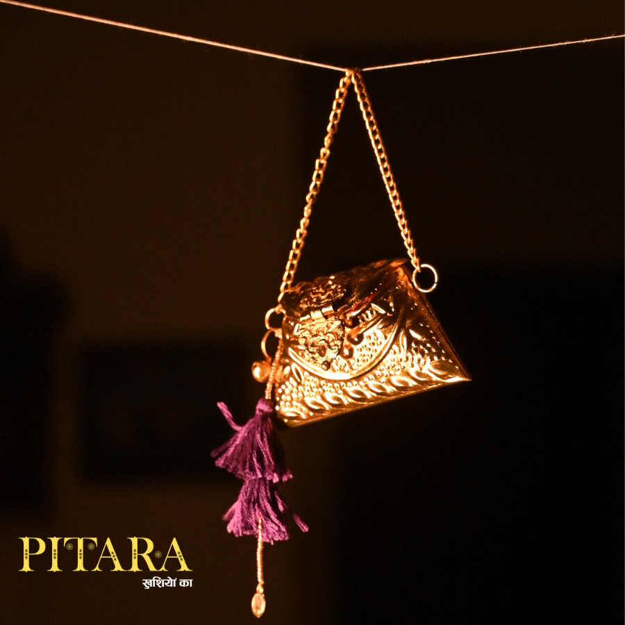 Golden Pitara Ginni Bag with Tassel - Purple