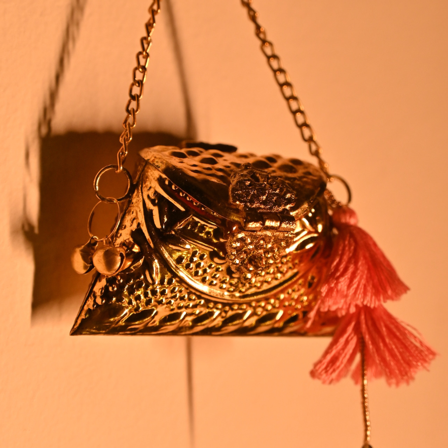 Golden Pitara Ginni Bag with Tassel - Pink