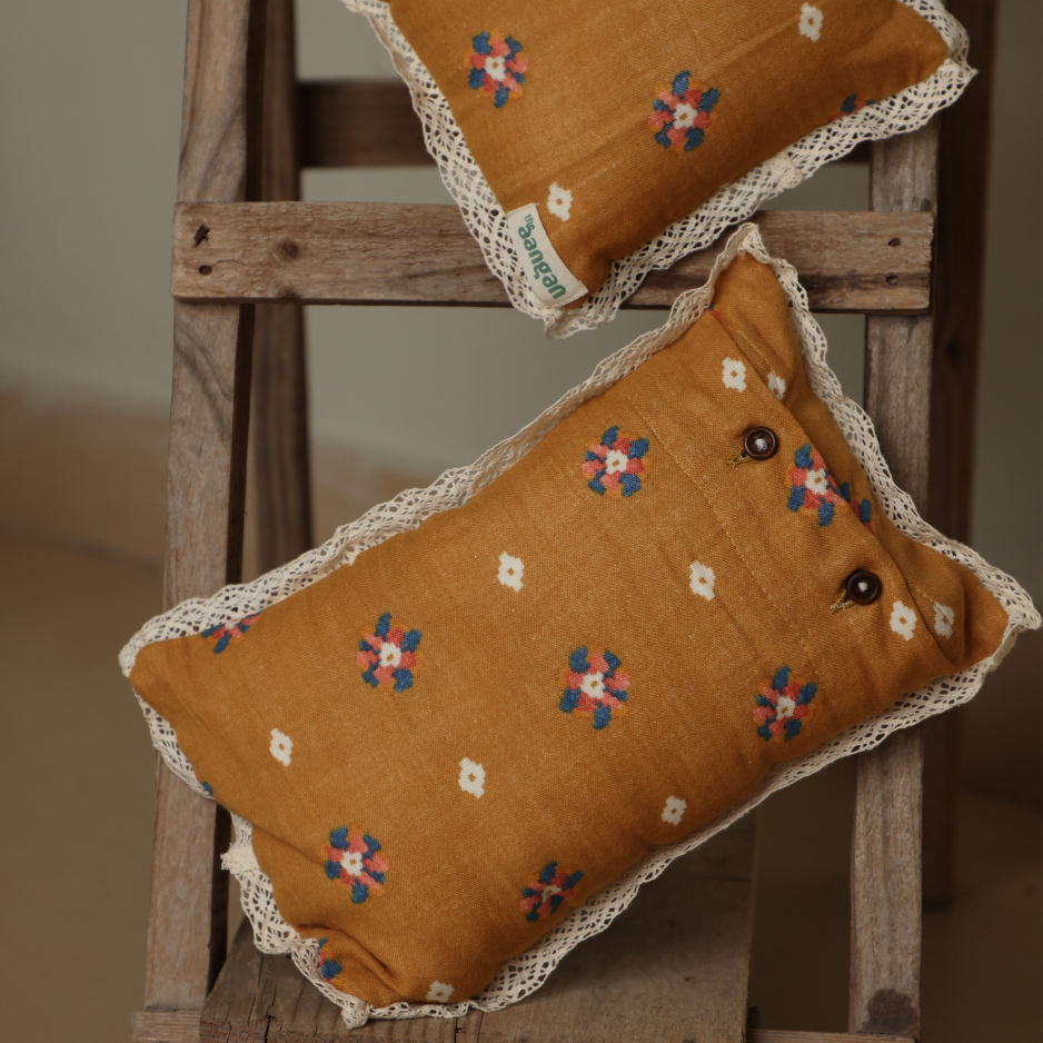 Mustard Seed Baby Pillow in Mustard Print