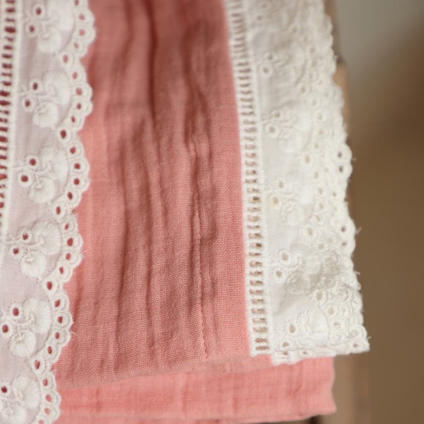 Organic Muslin Cotton Swaddle in Pink