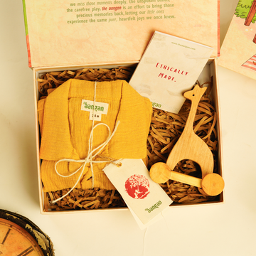 Sarson Co-ord Set with Neem Wood Giraffe - The Aangan Gift Box