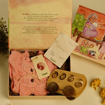 Pink Ruffle Frock with Neem Wood Van - The Aangan Gift Box